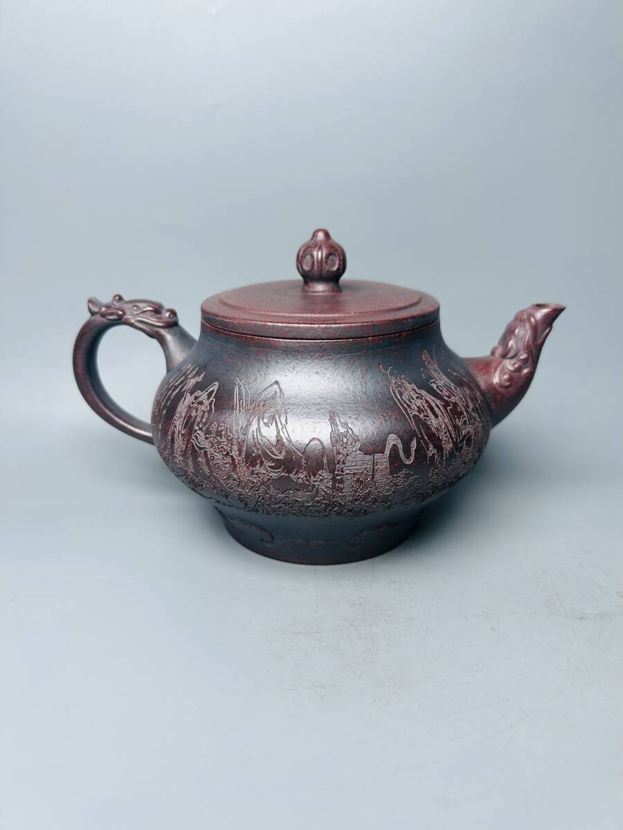 魚茶壺 茶道具 煎茶道具 中国古美術 茶器 茶道具 茶寵 C+DS4854「東洋美術」人間国宝 紫砂壺 茶道具【宜興紫砂原石竜骨