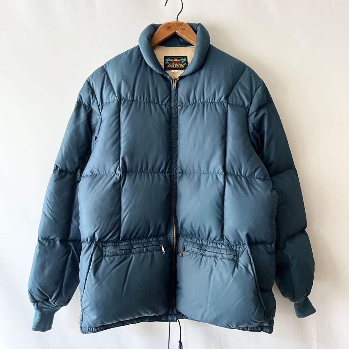 60s Bauer Down 日の出タグ ダウンジャケット S ブルー ビンテージ 60年代 バウアーダウン Eddie Bauer 青 オリジナル ヴィンテージ