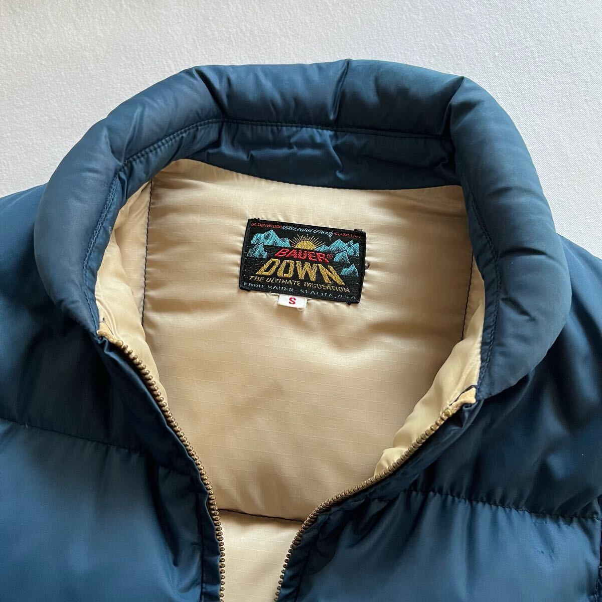 60s Bauer Down 日の出タグ ダウンジャケット S ブルー ビンテージ 60年代 バウアーダウン Eddie Bauer 青 オリジナル ヴィンテージ