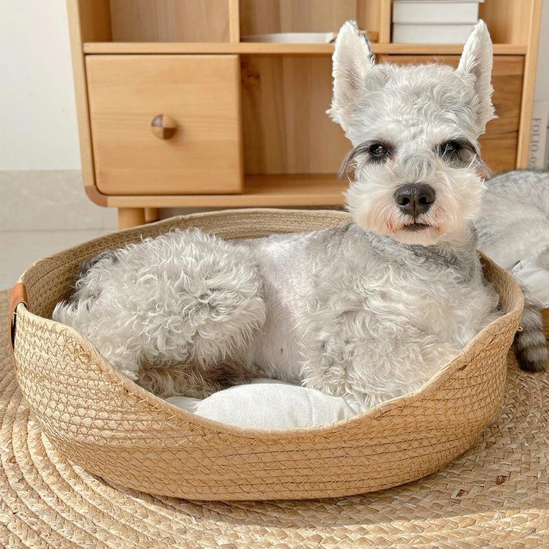  pet bed autumn winter hand-knitted basket basket middle for small dog dog supplies cat supplies dog cat combined use pet bedding dog for bed hand-knitted color bed frame 