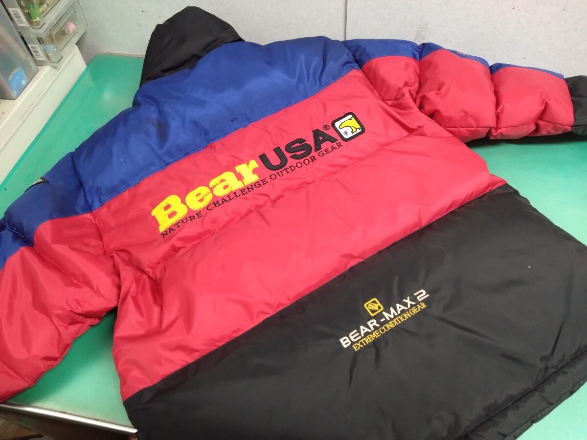 * Bear U.S.A 90s Vintage OLD BEAR-MAX 2 пуховик M нейлон красный RN90680 б/у текущее состояние товар ③