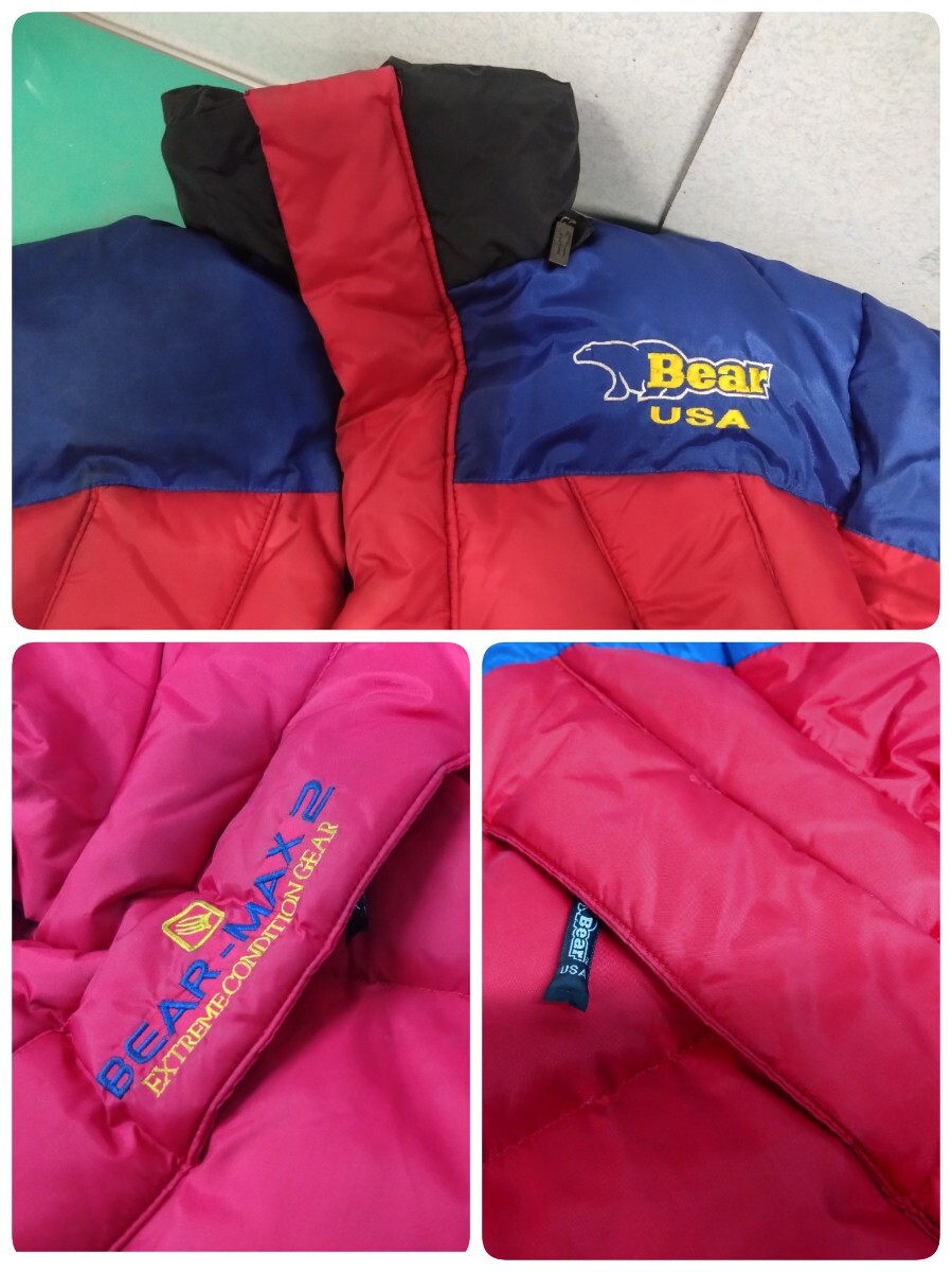 * Bear U.S.A 90s Vintage OLD BEAR-MAX 2 пуховик M нейлон красный RN90680 б/у текущее состояние товар ③