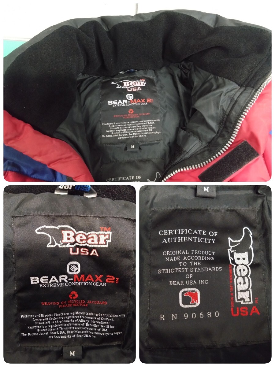 * Bear U.S.A 90s Vintage OLD BEAR-MAX 2 пуховик M нейлон красный RN90680 б/у текущее состояние товар ③