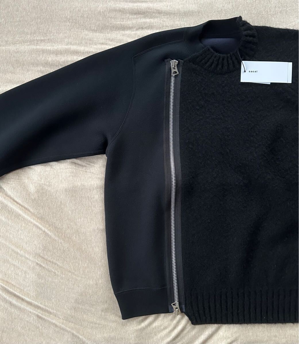 24AW新品 sacai ジップ スポンジ スウェット シャツ ドッキング 24AW新品 sacai ジップ スポンジ スウェット シャツ ドッキング