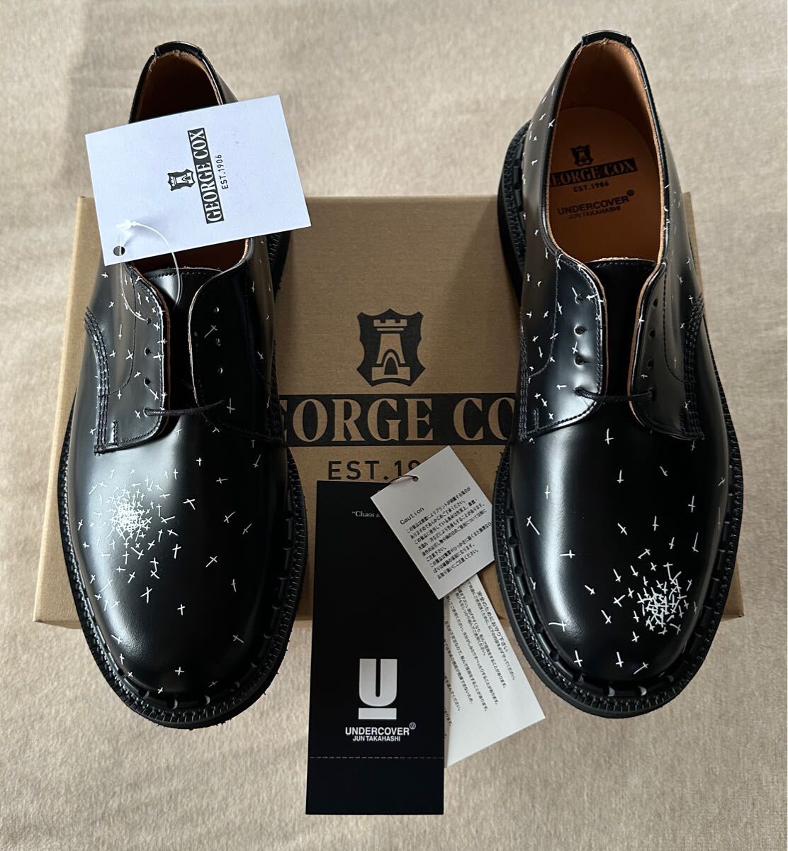 黒9新品 UNDERCOVER GEORGE COX別注 クロスプリント カウハイド 黒9新品 UNDERCOVER GEORGE COX別注 クロスプリント カウハイド