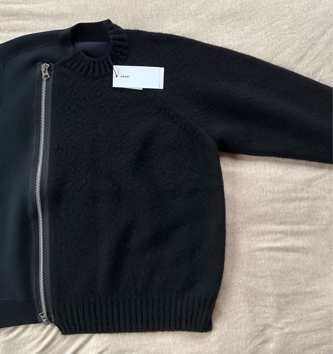 24AW新品 sacai ジップ スポンジ スウェット シャツ ドッキング 24AW新品 sacai ジップ スポンジ スウェット シャツ ドッキング