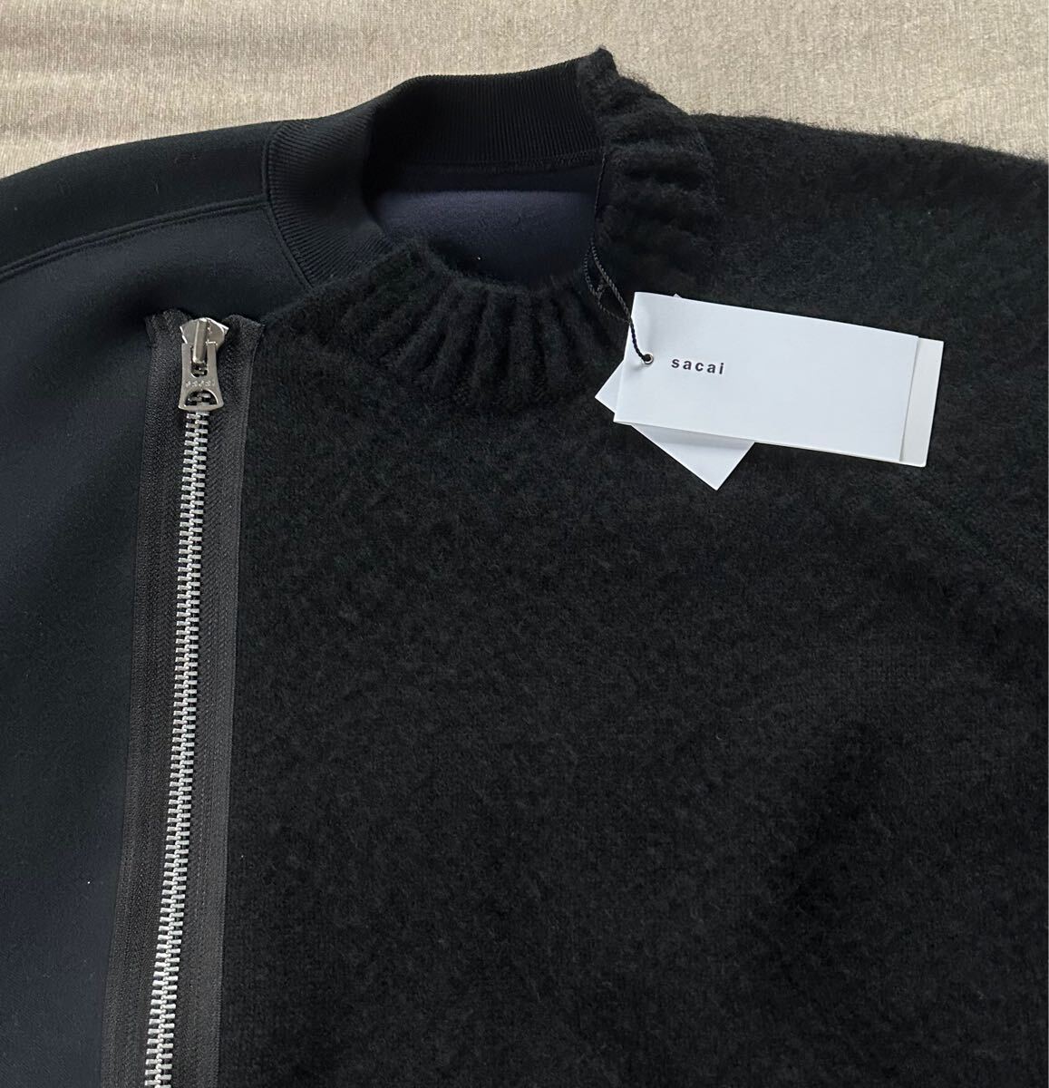 24AW新品 sacai ジップ スポンジ スウェット シャツ ドッキング 24AW新品 sacai ジップ スポンジ スウェット シャツ ドッキング