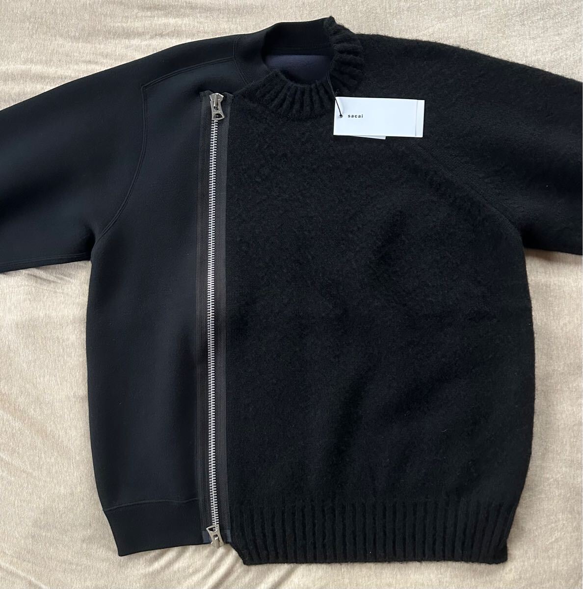 24AW新品 sacai ジップ スポンジ スウェット シャツ ドッキング 24AW新品 sacai ジップ スポンジ スウェット シャツ ドッキング