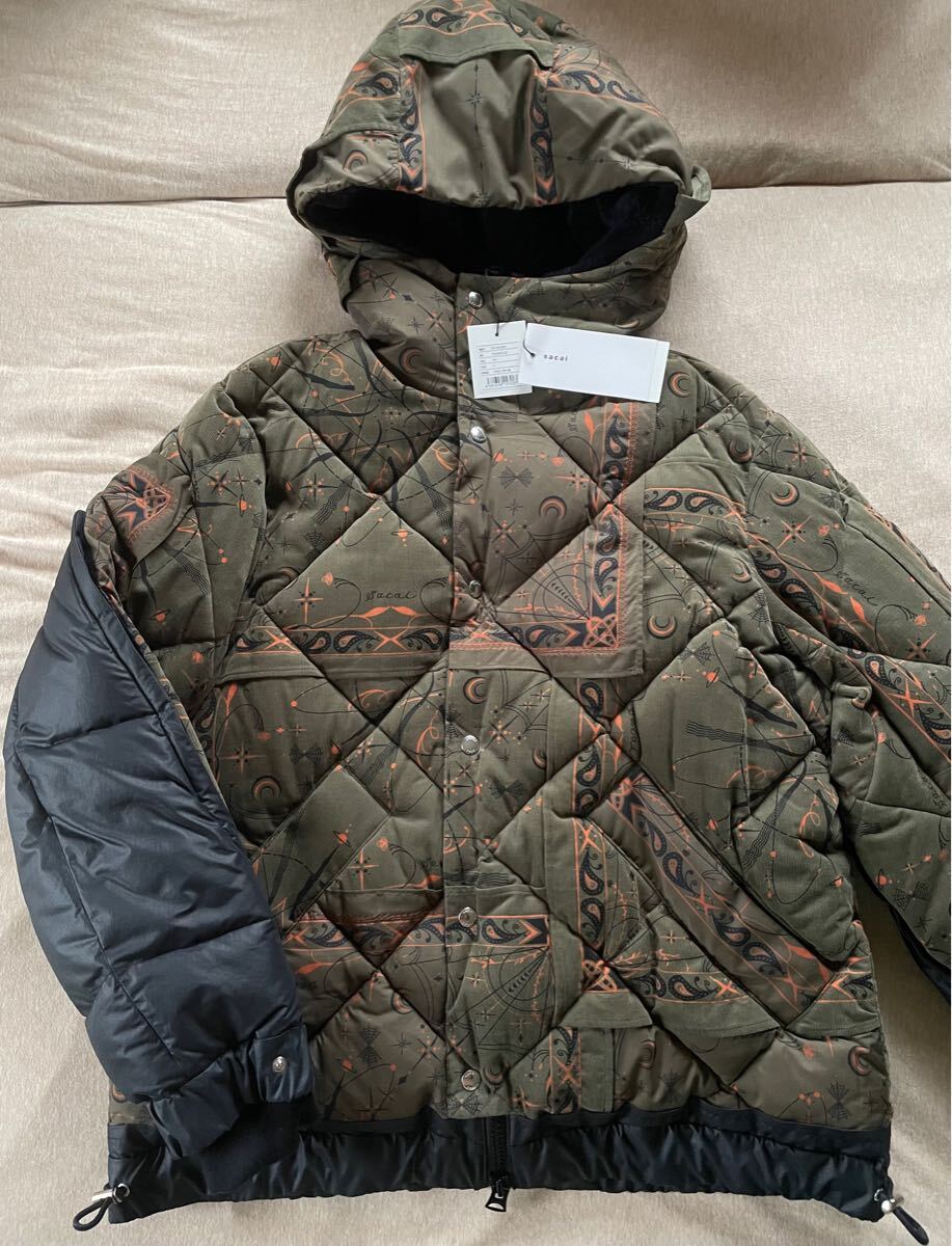 2新品 sacai × Dr Woo バンダナ柄 ダウンジャケット ブルゾン