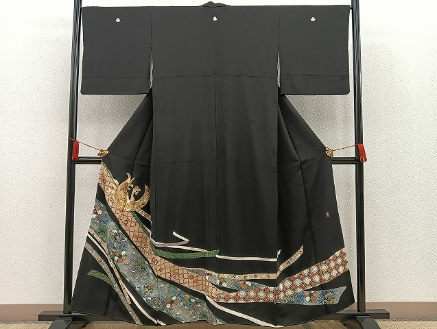平和屋着物■豪華黒留袖　駒刺繍　鳳凰熨斗慶長文　金彩　逸品　BAAK6914xi