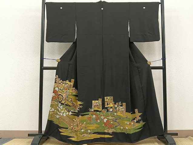 平和屋着物●豪華黒留袖　源氏物語　暈し染め　金彩　正絹　逸品　BAAK7311me