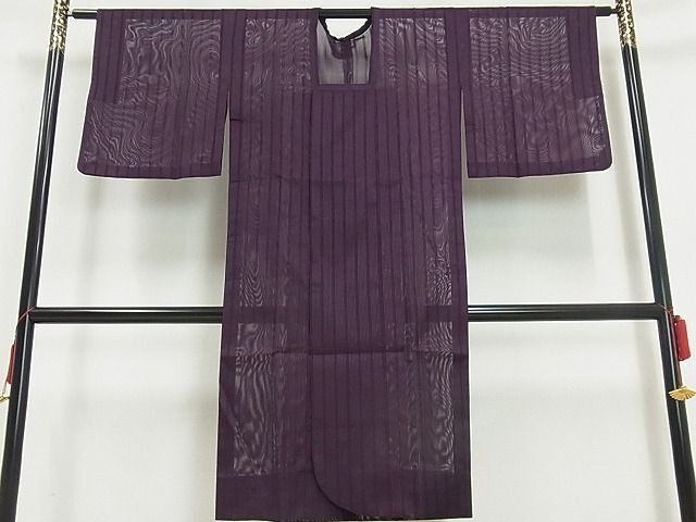平和屋着物■道行コート　ロング丈　スリーシーズン　春夏秋　塵除け　縞　AAAH7463Ack