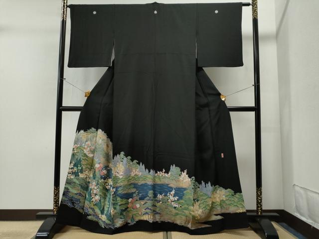 平和屋着物■豪華黒留袖　友禅　作家物　遠山浜松花文　ますいわ屋扱い　逸品　CAAI8504yc