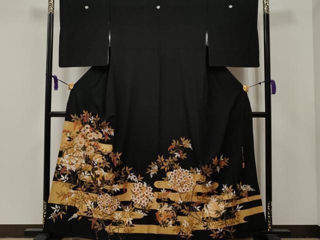 平和屋着物■豪華黒留袖　作家物　駒刺繍　招福南天に四君子　金彩　逸品　CAAJ3343ch