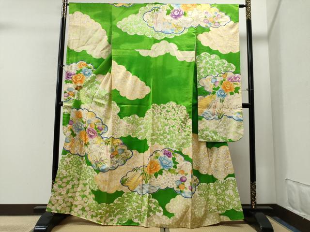 平和屋着物■豪華振袖　駒刺繍　雲取り牡丹花文　金彩　逸品　CAAI8388yc