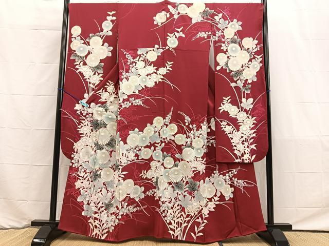 平和屋着物■豪華振袖　駒刺繍　草花文　金彩　正絹　逸品　BAAL7669ph