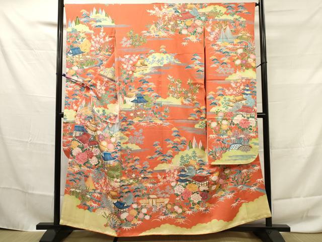 平和屋着物■豪華振袖　風景花文　金銀彩　正絹　逸品　DAAJ8595jm
