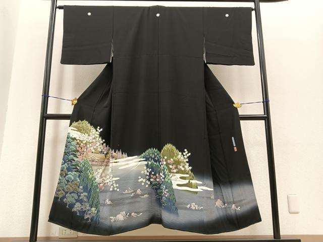 平和屋着物■日町友禅作家　岡村蒼風　黒留袖　厳島神社　暈し染め　正絹　逸品　BAAL1782by