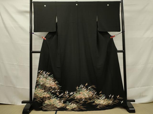 平和屋着物■豪華黒留袖　飛鶴花文　金彩　正絹　逸品　DAAJ8622jm