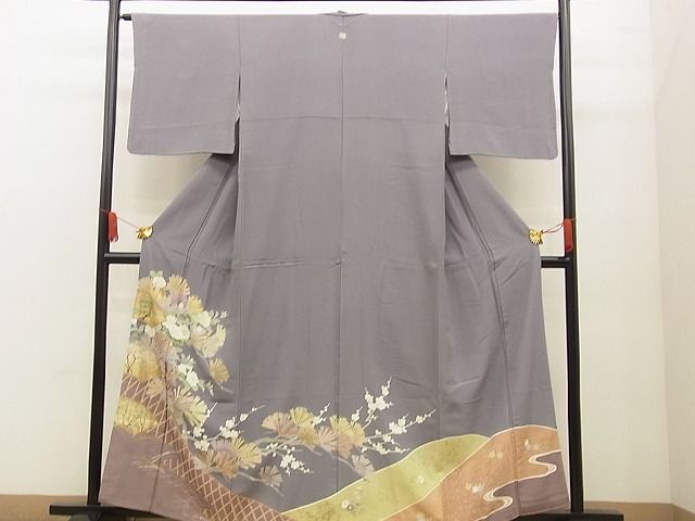 平和屋着物■豪華色留袖　地紙竹垣流水花文　金彩　逸品　BAAH0447xi