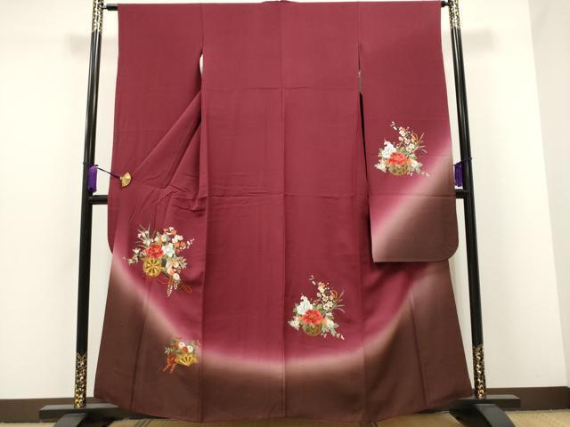 平和屋着物●豪華振袖　総刺繍　駒刺繍　花車文　暈し染め　鈴乃屋扱い　正絹　逸品　CAAJ7423hy