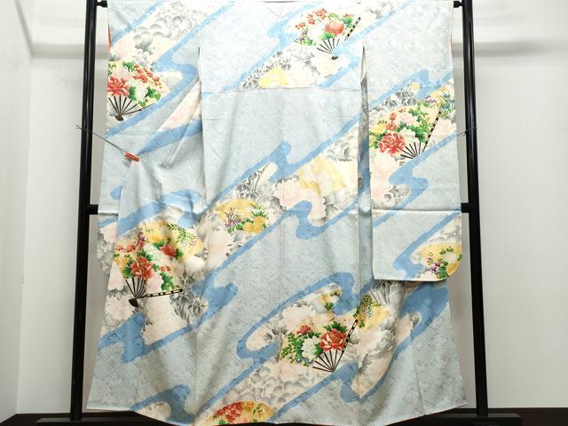 平和屋着物■豪華振袖　駒刺繍　絞り　扇面草花文　金彩　正絹　逸品　CAAK1288vf