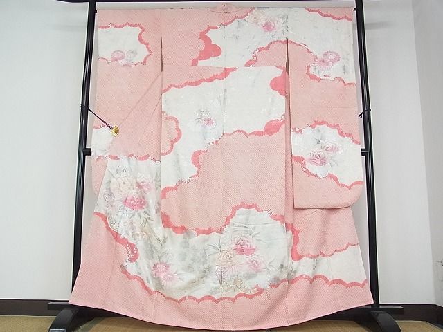平和屋着物■豪華振袖　駒刺繍　絞り　雲取り花車文　金銀彩　やまと誂製　逸品　mz1197