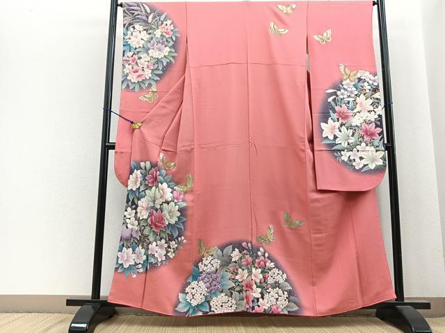 平和屋着物■豪華振袖　花蝶文　暈し染め　金彩　正絹　逸品　BAAL7985xa
