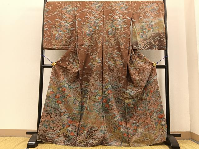 平和屋着物■訪問着　風景草花文　暈し染め　金彩　仮絵羽　逸品　未使用　BAAL7984xa