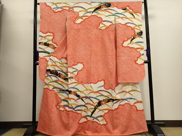 平和屋着物■豪華振袖　駒刺繍　絞り　雪輪花文　金彩　正絹　逸品　CAAI5475dy