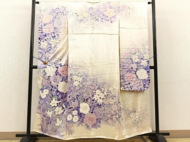 平和屋着物■豪華振袖　草花文　暈し染め　正絹　逸品　BAAL1647hj