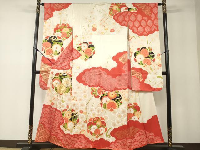 平和屋着物■豪華振袖　駒刺繍　絞り　雲取り吉祥花文　金彩　正絹　逸品　DAAJ7218ya