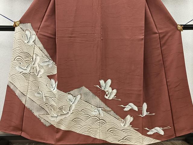 平和屋着物■豪華色留袖　流水飛鶴文　金彩　正絹　逸品　BAAL3980pm