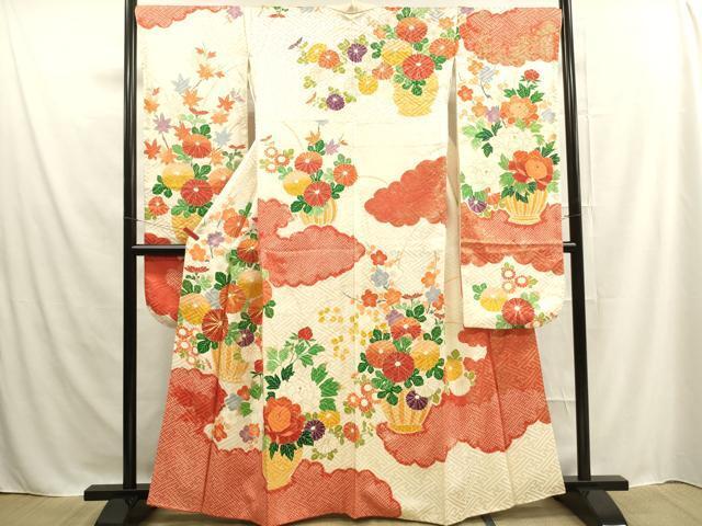 平和屋着物■豪華振袖　駒刺繍　絞り　陶器花文　金彩　正絹　逸品　DAAH7720sf