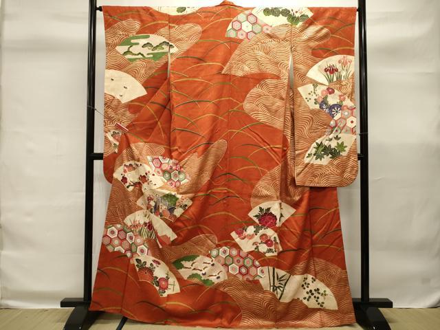 平和屋着物■豪華振袖　駒刺繍　芝草地紙流水飛鶴花文　金彩　正絹　逸品　CAAI5425dy