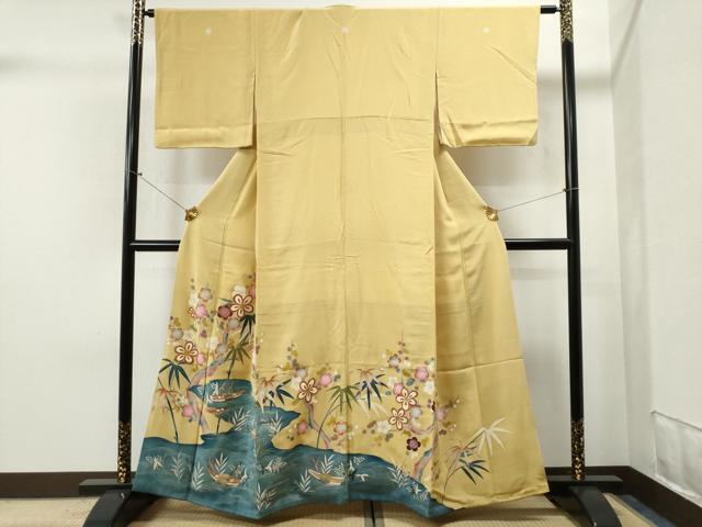 平和屋着物■豪華色留袖　流水舟笹竹花文　金彩　正絹　逸品　CAAJ3034yc