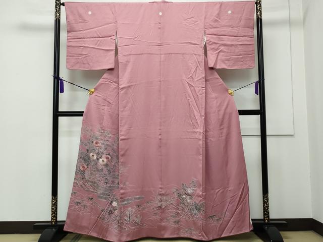 平和屋着物■豪華色留袖　駒刺繍　籬草花文　正絹　逸品　CAAJ5905vf