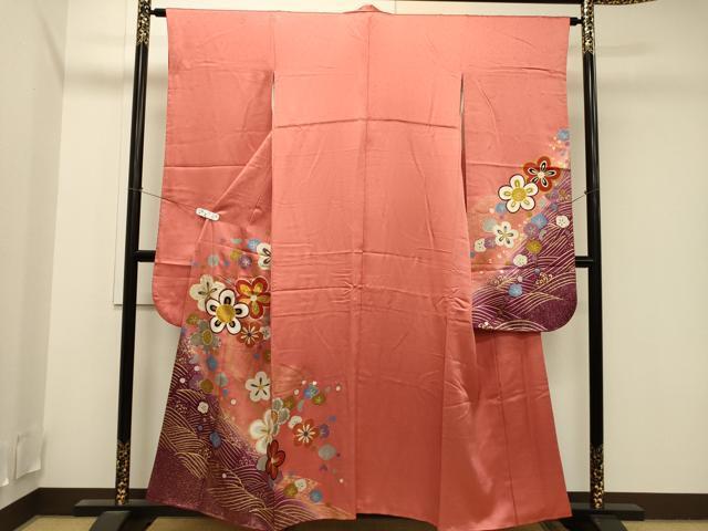 平和屋着物■豪華振袖　立波舞花文　暈し染め　金彩　正絹　逸品　CAAI5404dy