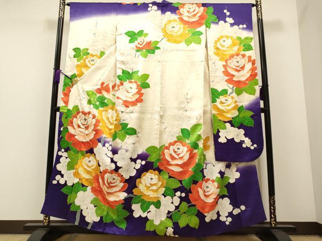平和屋着物■豪華振袖　駒刺繍　枝花文　暈し染め　金彩　正絹　逸品　CAAK2023id