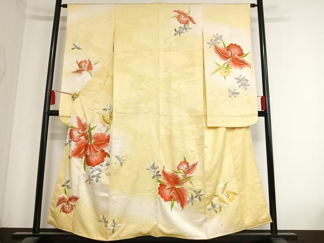 平和屋着物■豪華振袖　刺繍　草花文　暈し染め　金銀糸　正絹　逸品　AAAM5528oa