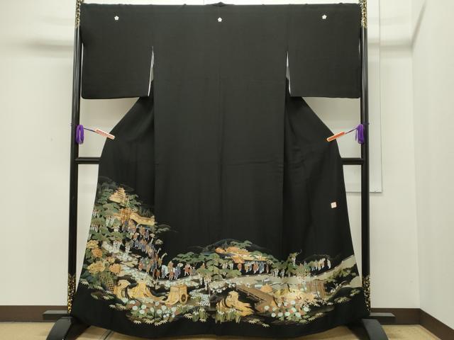 平和屋着物■豪華黒留袖　作家物　平安人物風景文　金彩　やまと誂製　正絹　逸品　CAAJ8428ze