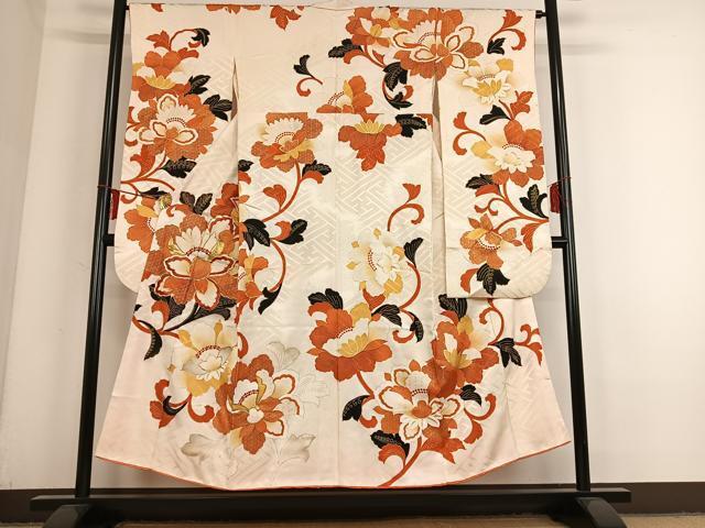 平和屋着物■豪華振袖　駒刺繍　花唐草文　暈し染め　金彩　正絹　逸品　AAAM6247zg