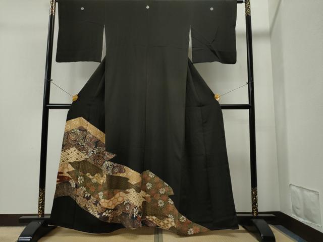 平和屋着物■豪華黒留袖　吉祥花唐草文　金彩　正絹　逸品　CAAJ2750yc