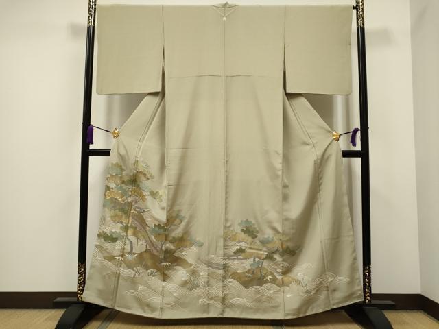 平和屋着物■豪華色留袖　駒刺繍　渡橋立波笠松文　金彩　正絹　逸品　CAAJ8403ze