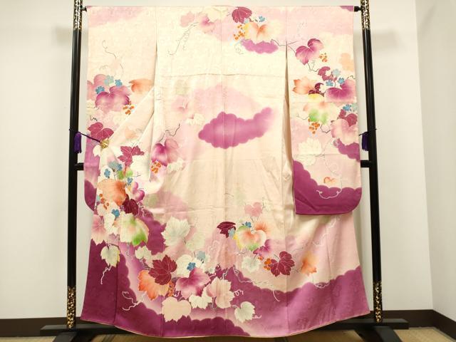平和屋着物■豪華振袖　駒刺繍　枝花文　暈し染め　金彩　正絹　逸品　CAAI4400ze
