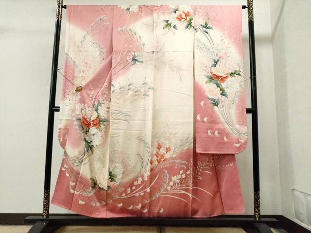 平和屋着物■豪華振袖　牡丹花文　暈し染め　金彩　正絹　逸品　CAAJ2799yc
