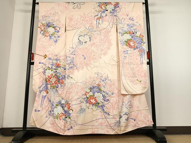 平和屋着物■豪華振袖　駒刺繍　草花文　暈し染め　正絹　逸品　AAAM8976zg