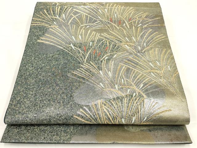 平和屋着物◎六通柄袋帯　流水松葉文　金銀糸　正絹　逸品　AAAM4484ru