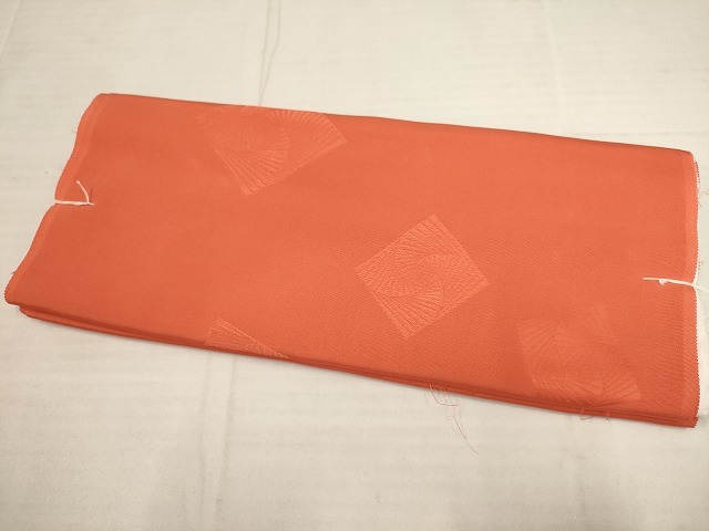 平和屋着物■羽織　解き反物　羽尺　色無地　緋色　幾何学地紋　正絹　逸品　AAAL8890uw