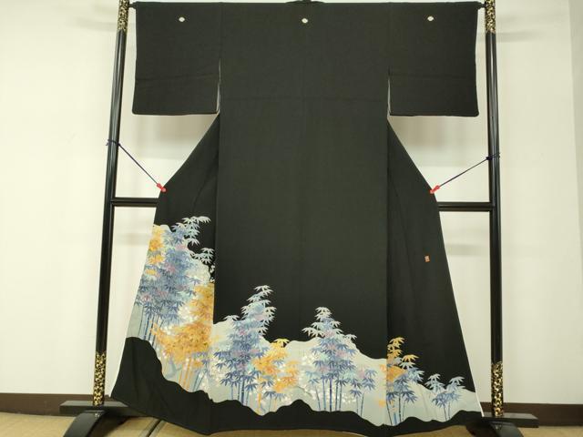 平和屋着物●豪華黒留袖　友禅　作家物　竹梅文　正絹　逸品　DAAJ5595du